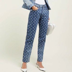 NWT Marine Serre Straight Leg Logo print jeans